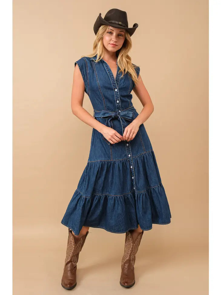white christmas dresses Boden Women's Ava Cotton Midi Dress in Blue main image 0
