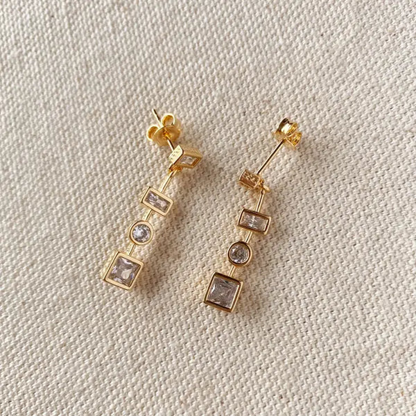18k Gold Filled Clear Dangling Shapes Earring