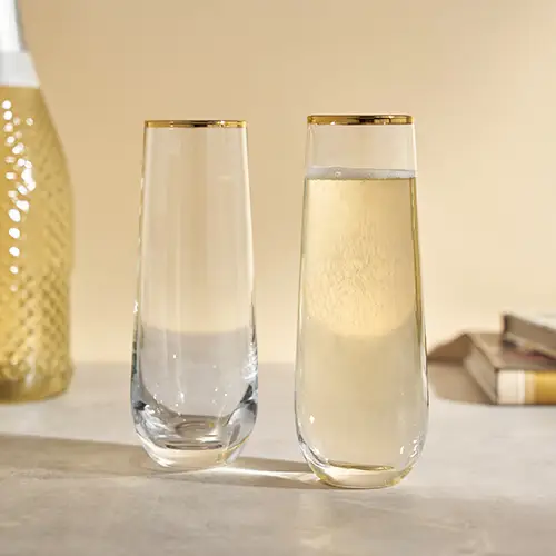 Gilded Stemless Champagne Flute Set – SHOP ABOVO