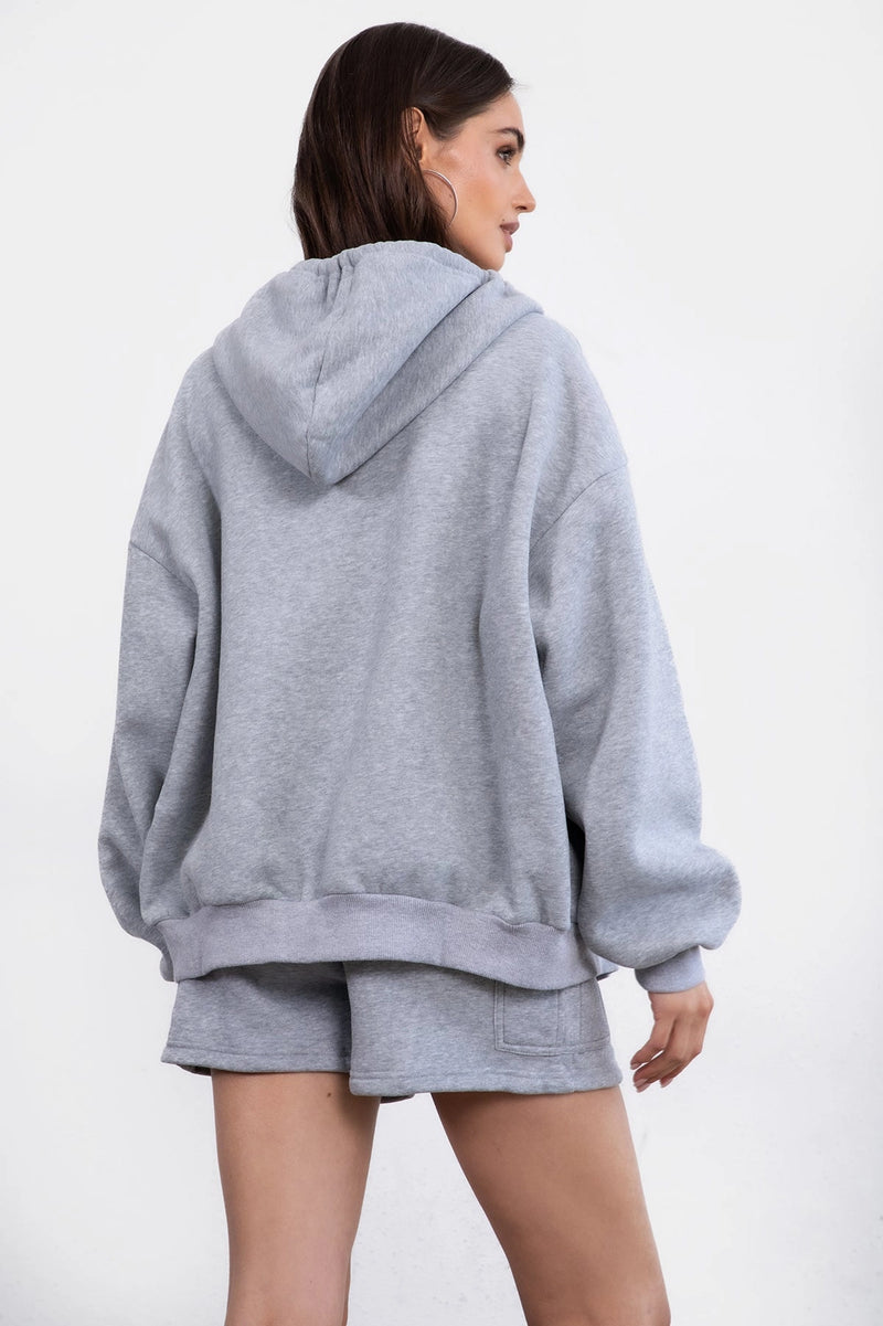 Sleepy But Social Hoodie -Oversized- Heather Grey