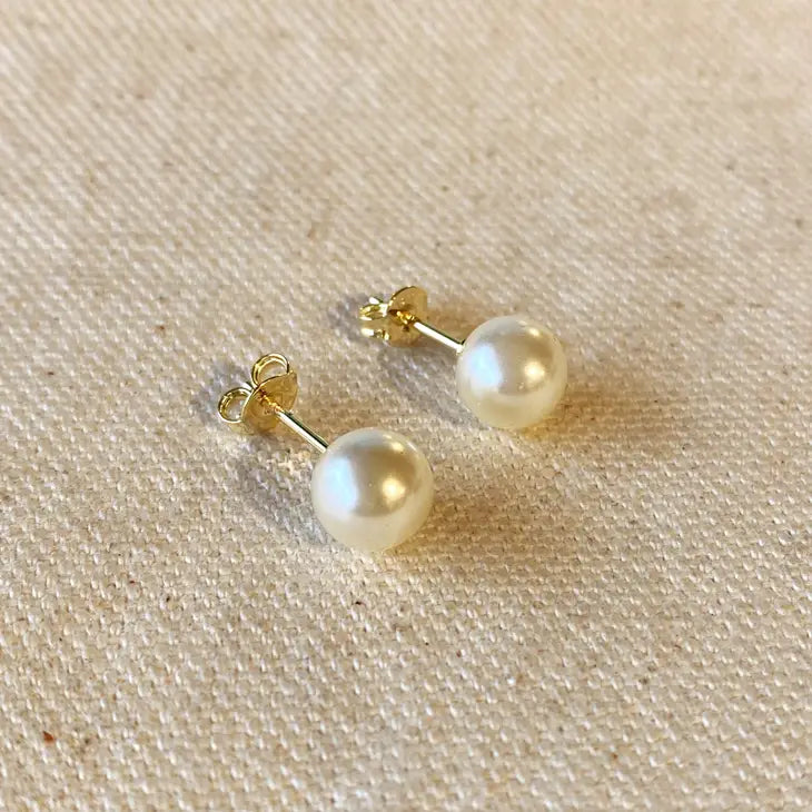 18k Gold Filled 8mm Classic Pearl Stud