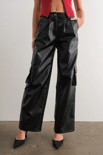 It Girl Cargo Vegan Leather Pant