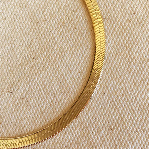 18k Gold Filled 4mm Herringbone Bracelet - 6 inch