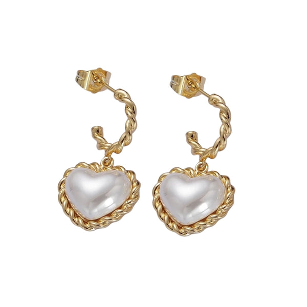 Matilda Pearl Heart  Earrings