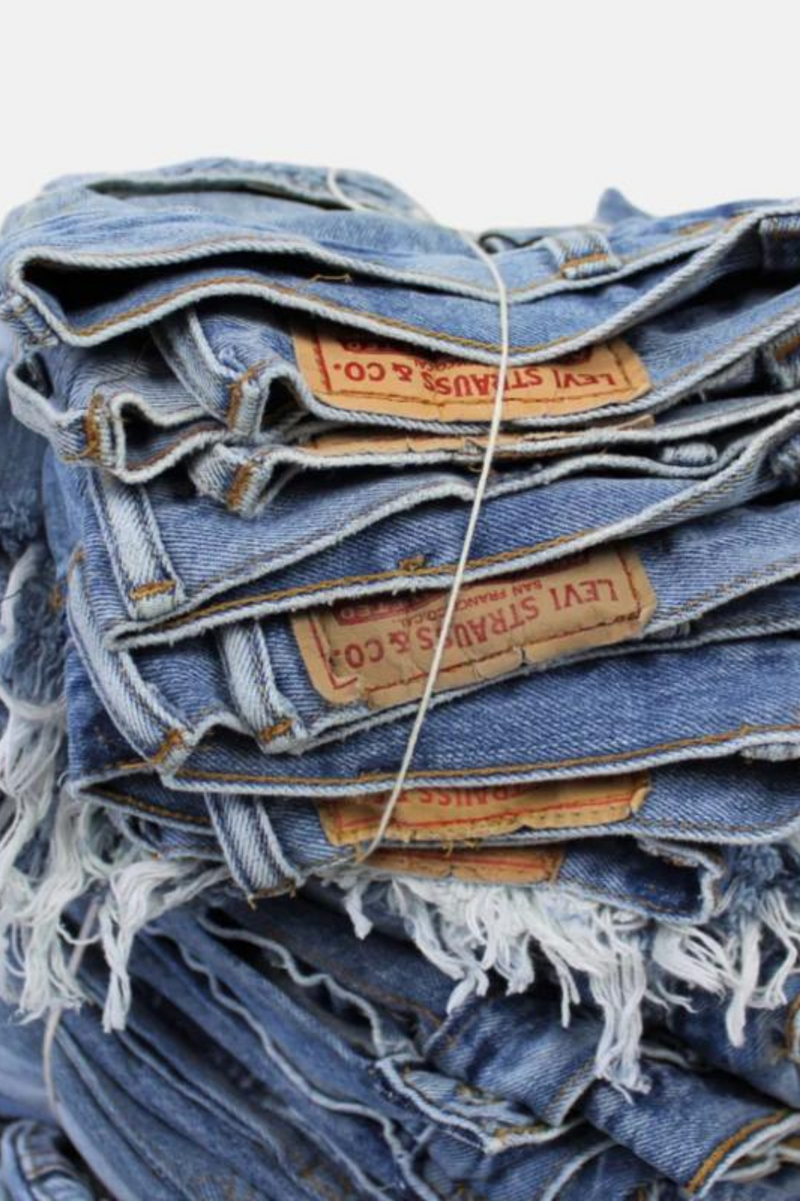 High-Rise Upcycled Levis Denim Cutoff Shorts