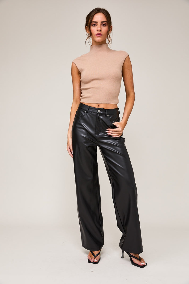 Valentina Vegan Leather Pants Black