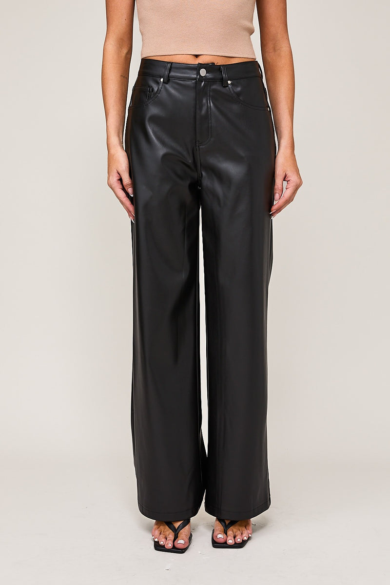 Valentina Vegan Leather Pants Black