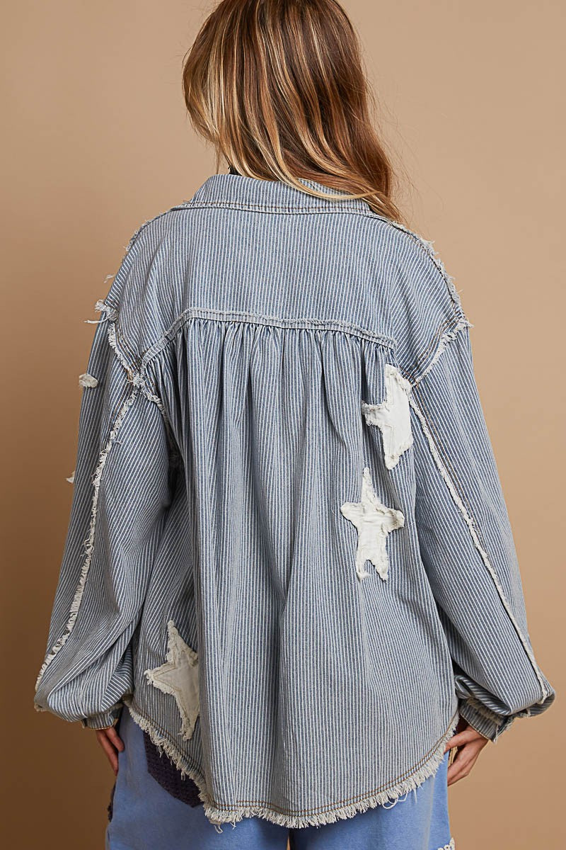 Stars Shacket Denim Stripe