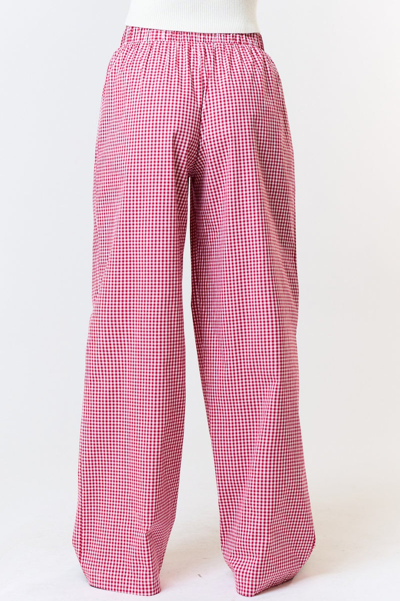 Girly Gingham Pants Red