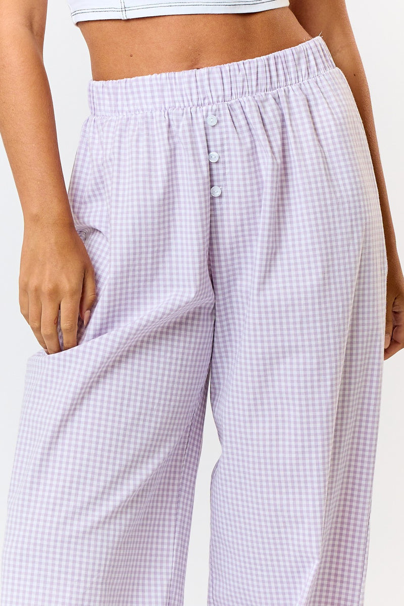 Girly Gingham Pants Lavendar