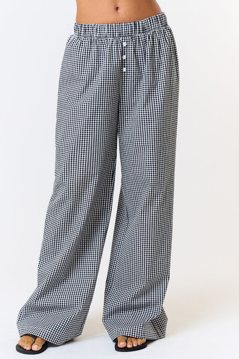 Girly Gingham Pants Black