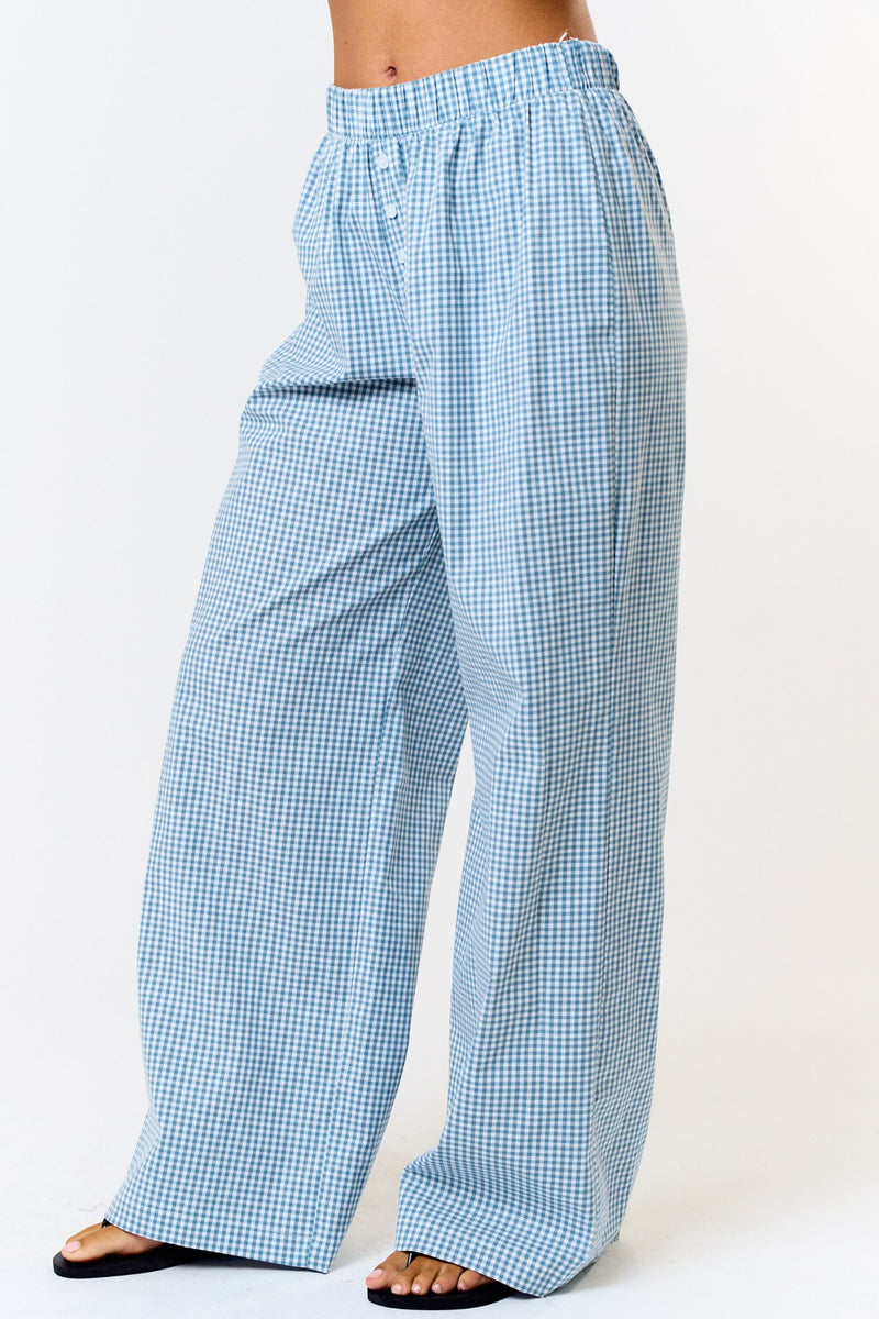 Girly Gingham Pants Blue