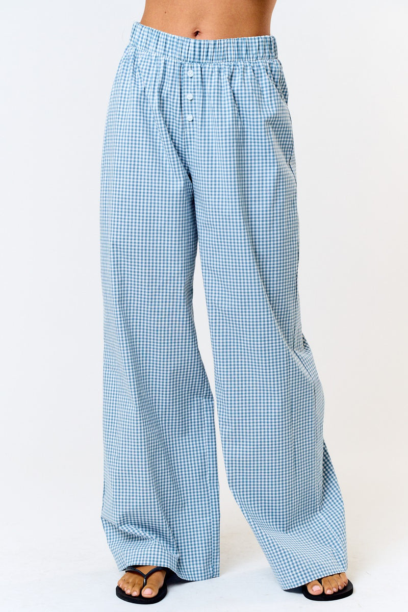 Girly Gingham Pants Blue