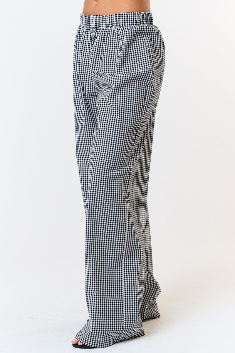 Girly Gingham Pants Black