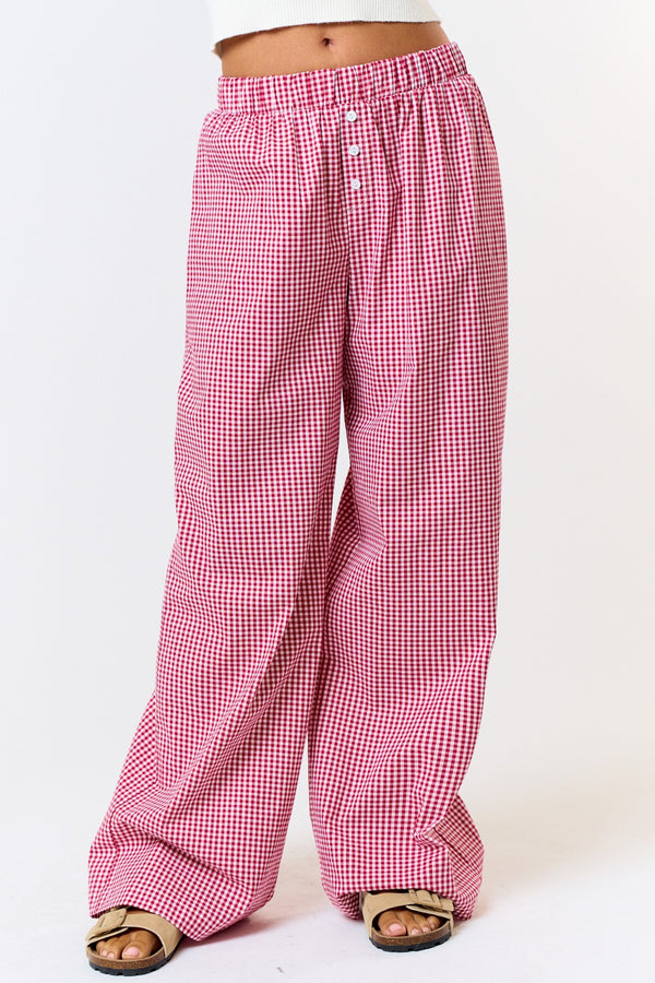 Girly Gingham Pants Red