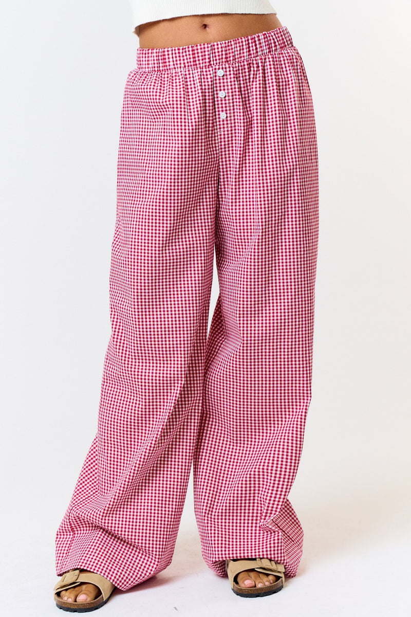 Girly Gingham Pants Red