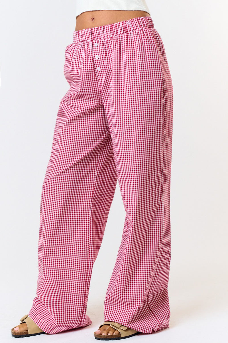 Girly Gingham Pants Red