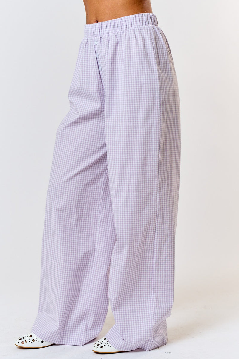 Girly Gingham Pants Lavendar