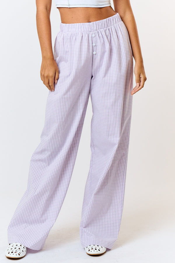 Girly Gingham Pants Lavendar