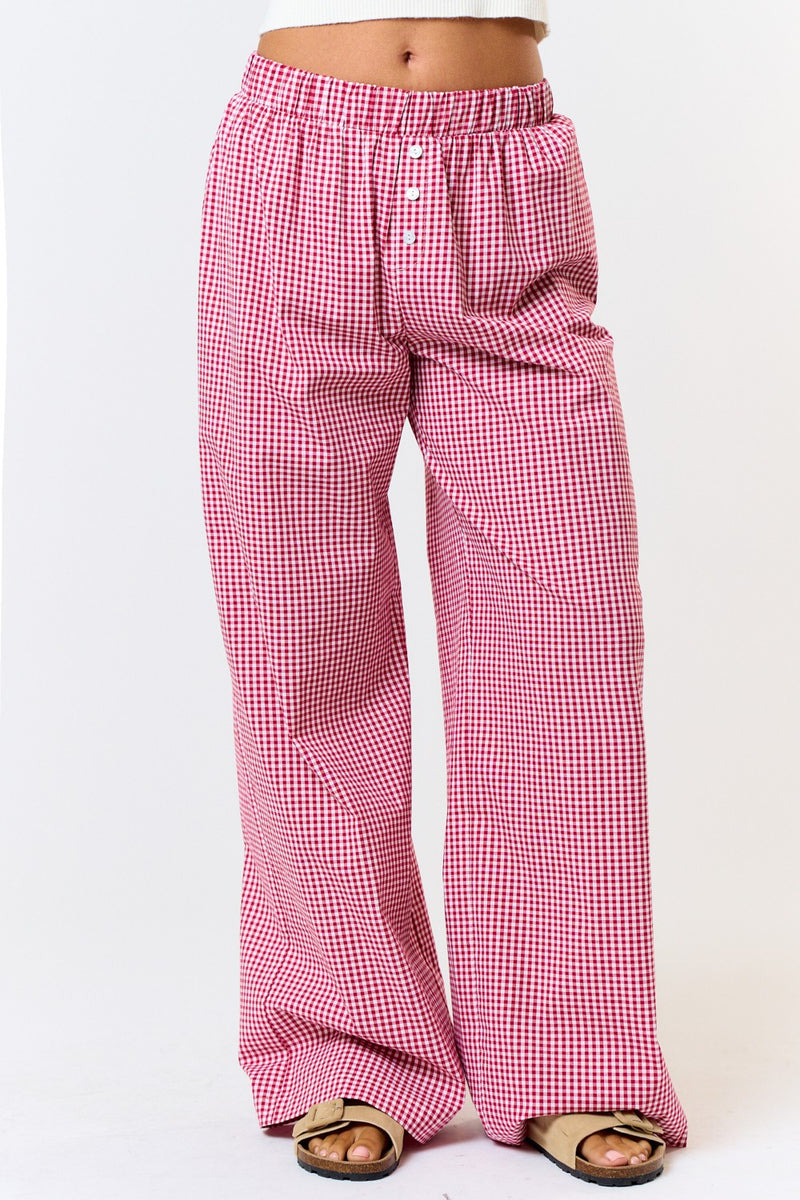 Girly Gingham Pants Red