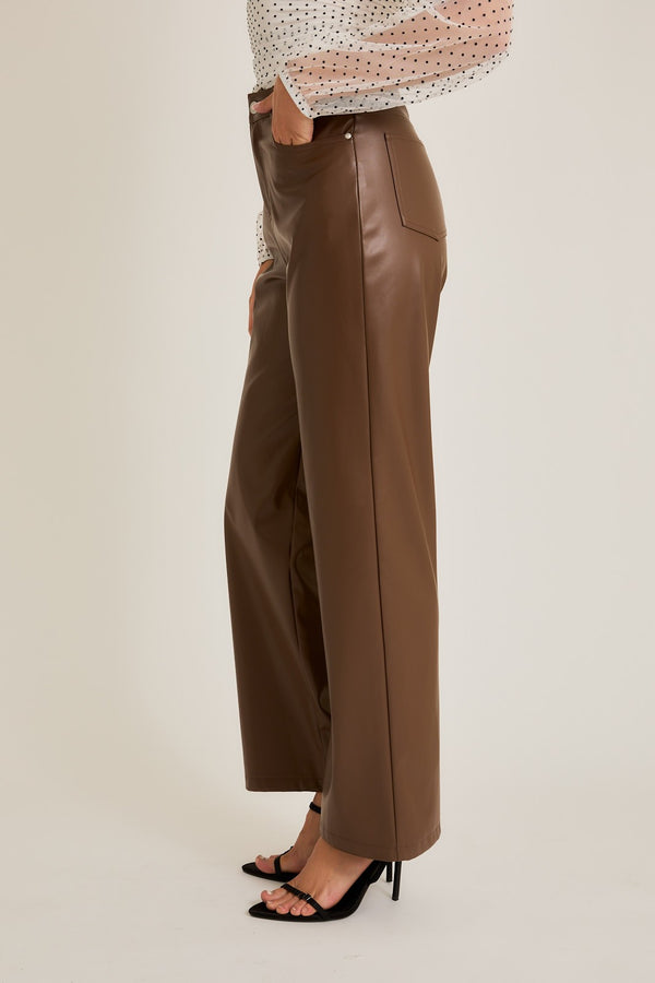 Valentina Vegan Leather Pants Mocha