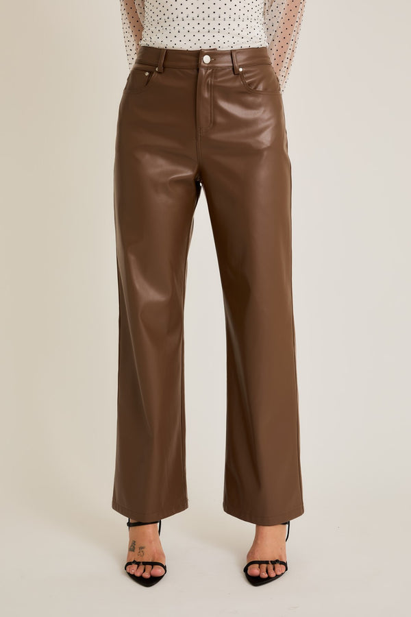 Valentina Vegan Leather Pants Mocha