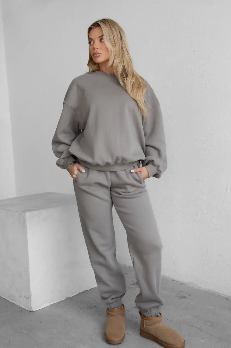 Sleepy But Social Crewneck - Oversized - Heather Grey