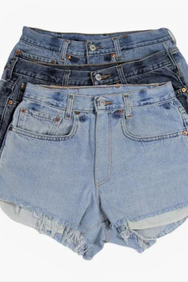 High-Rise Upcycled Levis Denim Cutoff Shorts