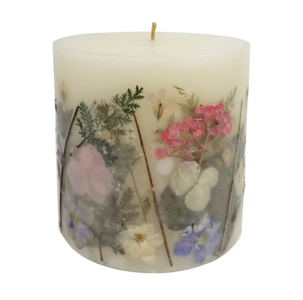 Violet Fern Pressed Flower Pillar Candle