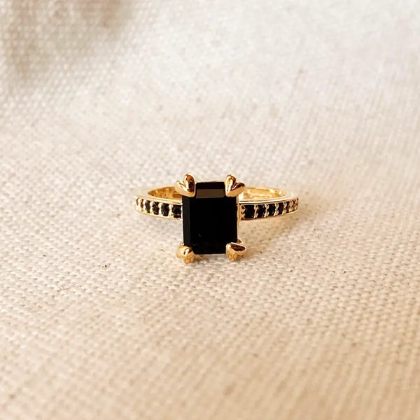 Black Solitaire Ring - Size 6
