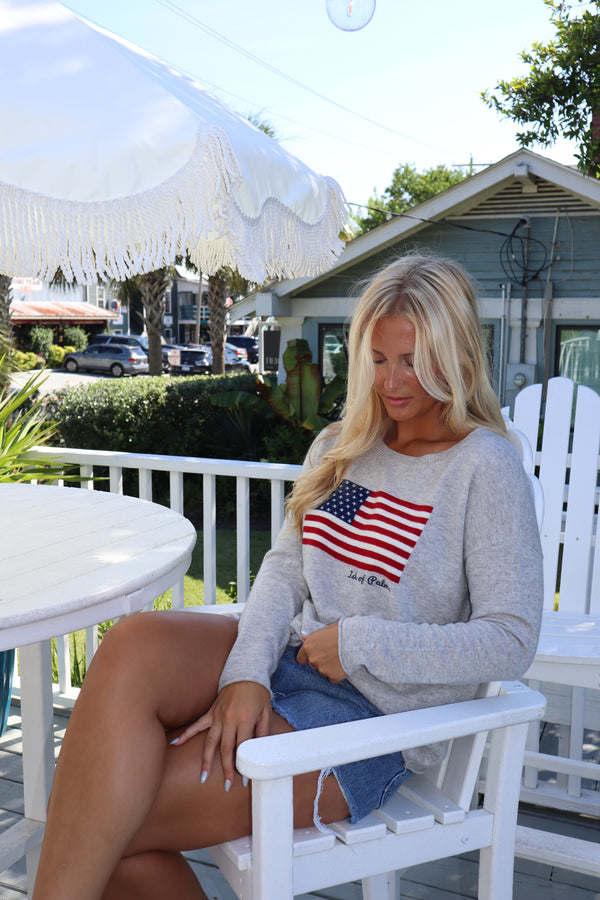 Cashmere Novelty Isle of Palms Sweater- Flag