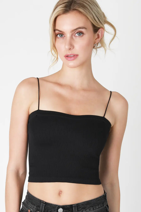 Ribbed Cropped Cami Black