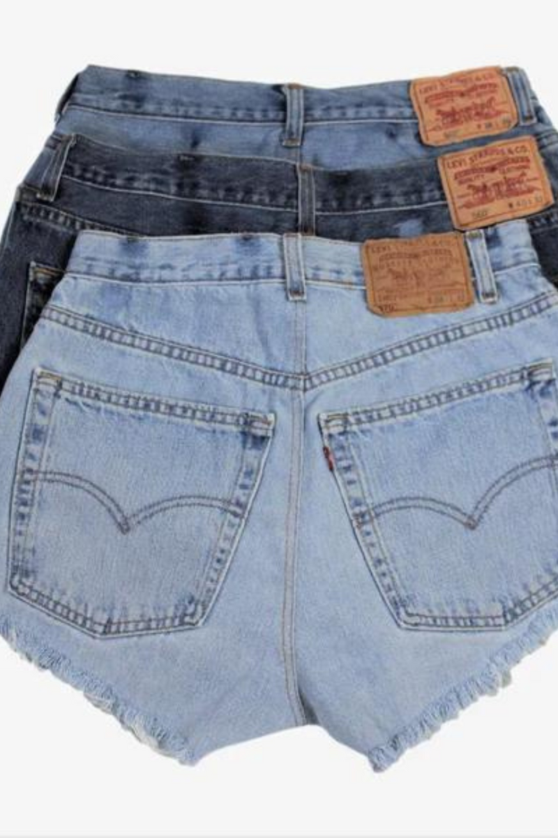 High-Rise Upcycled Levis Denim Cutoff Shorts