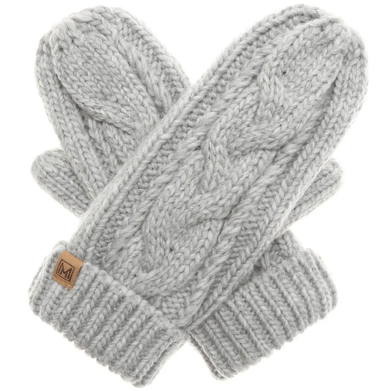Fleece Lined Cable Knit Mittens