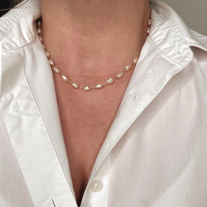 Pearl Charm Necklace Chain 16inch