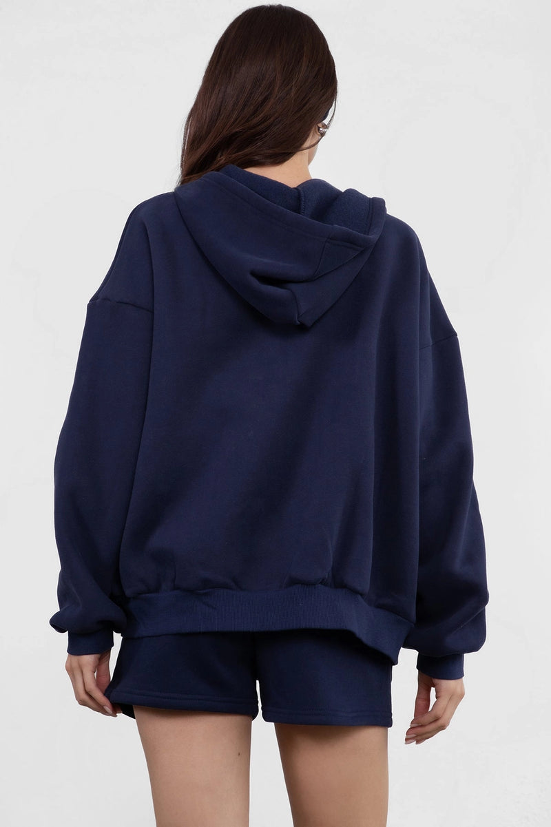 Sleepy But Social Hoodie -Oversized- Navy