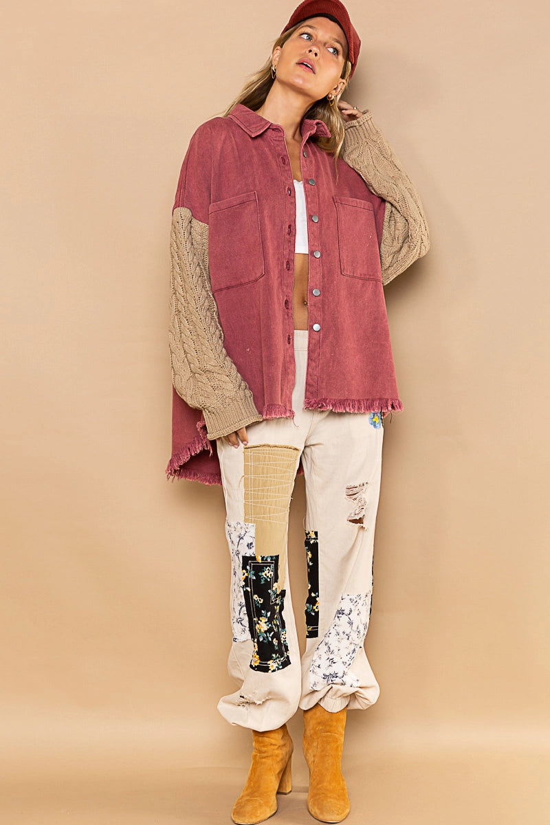 Colder Weather Denim Jacket Rose/Beige