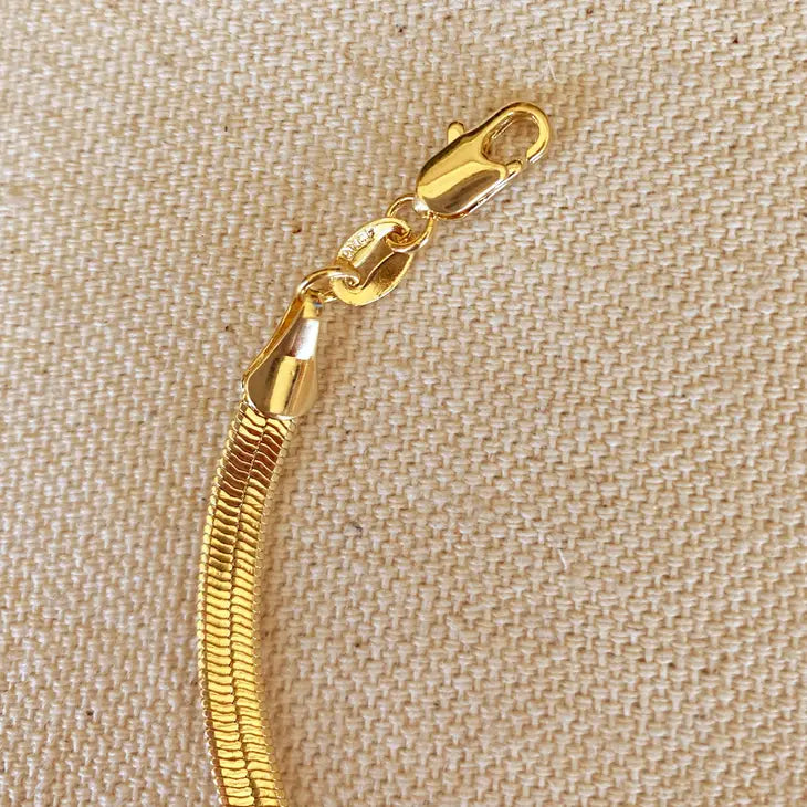 18k Gold Filled 4mm Herringbone Bracelet - 7 inch