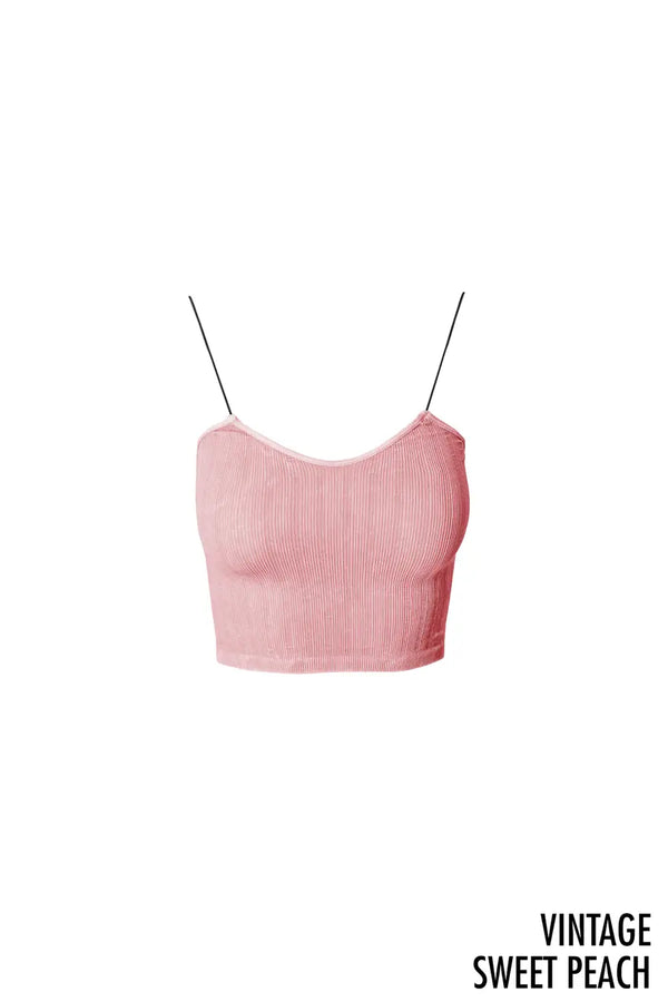 Vintage Ribbed Crop Top Sweet Peach