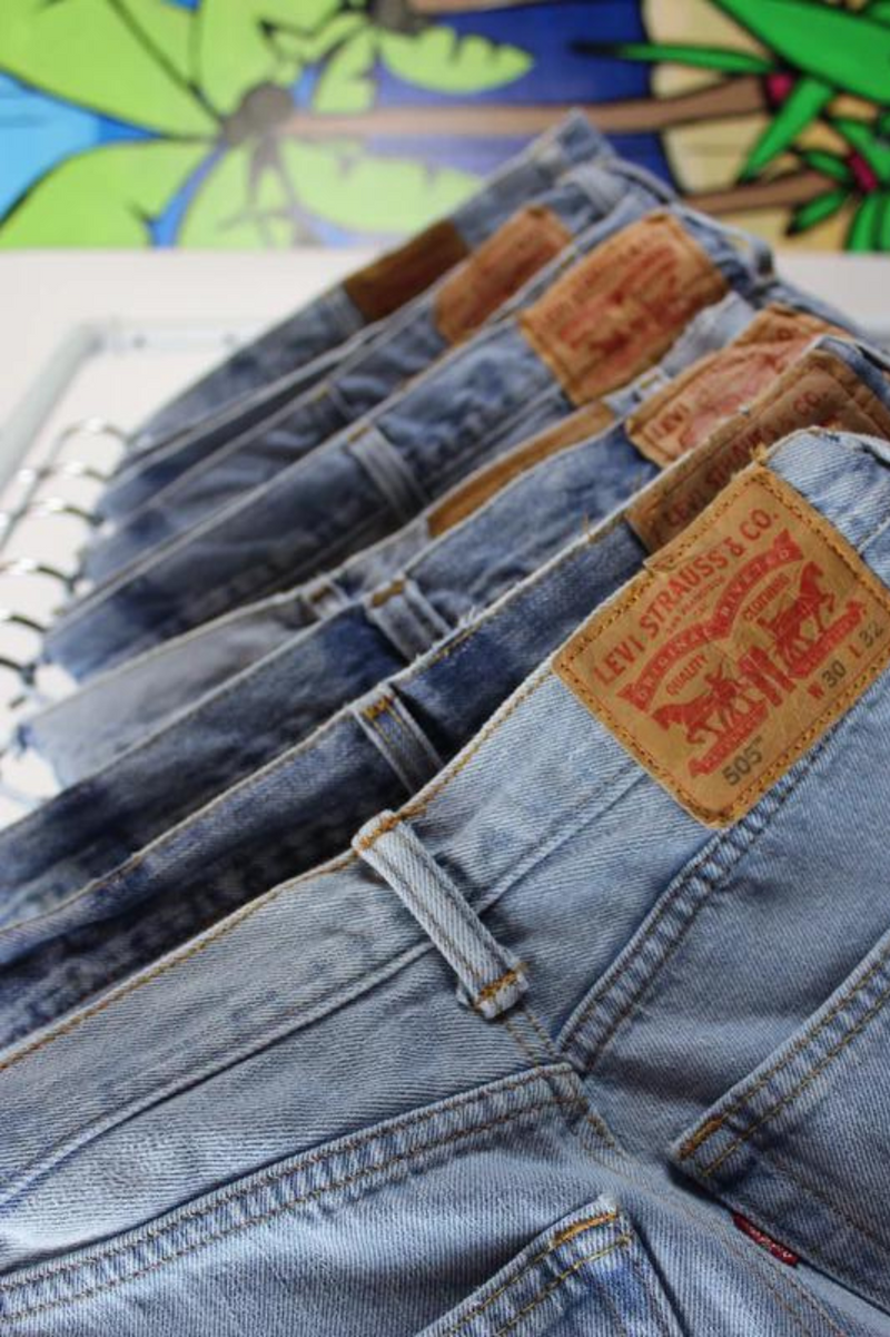 High-Rise Upcycled Levis Denim Cutoff Shorts