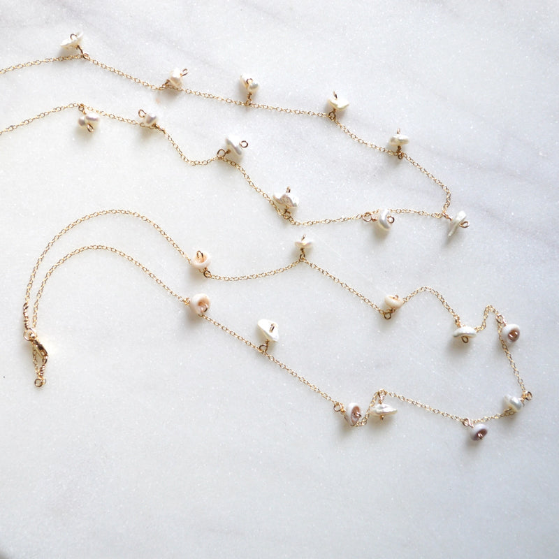 Keshi Pearl & Puka Shell Necklace 15 inches