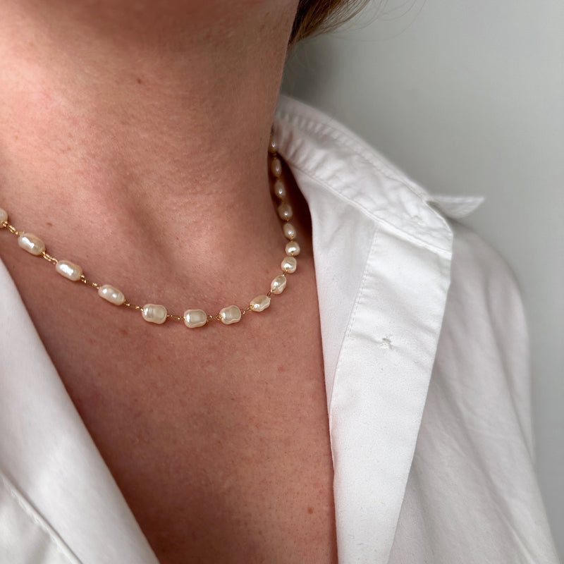 Pearl Charm Necklace Chain 16inch