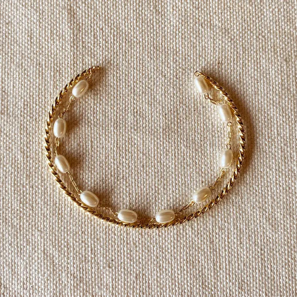Gold and Pearl Cuff Bracelet