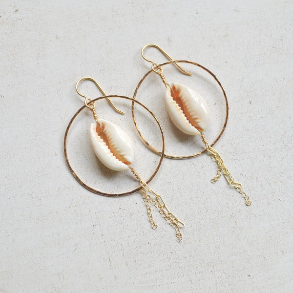 Cowrie Chain Hoops