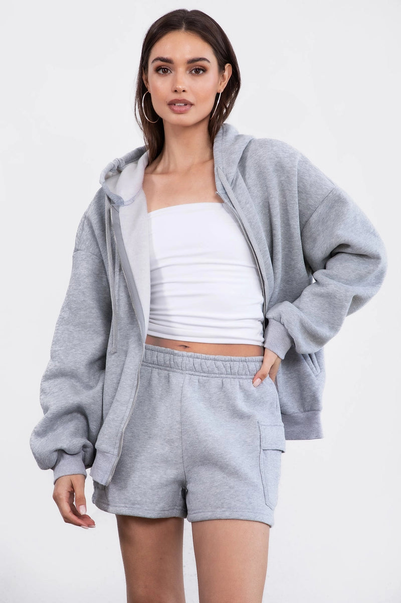 Sleepy But Social Hoodie -Oversized- Heather Grey