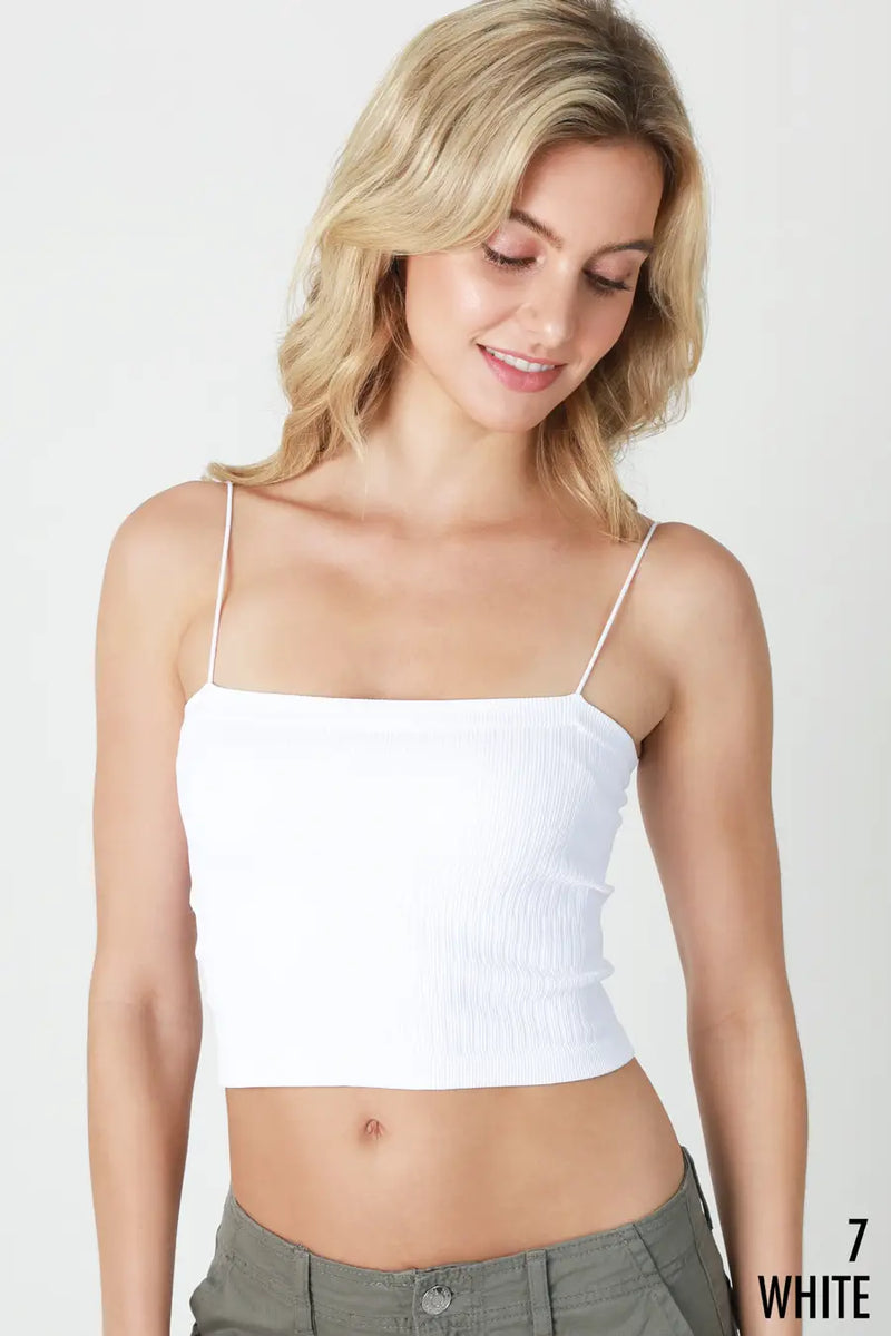 Ribbed Cropped Cami White