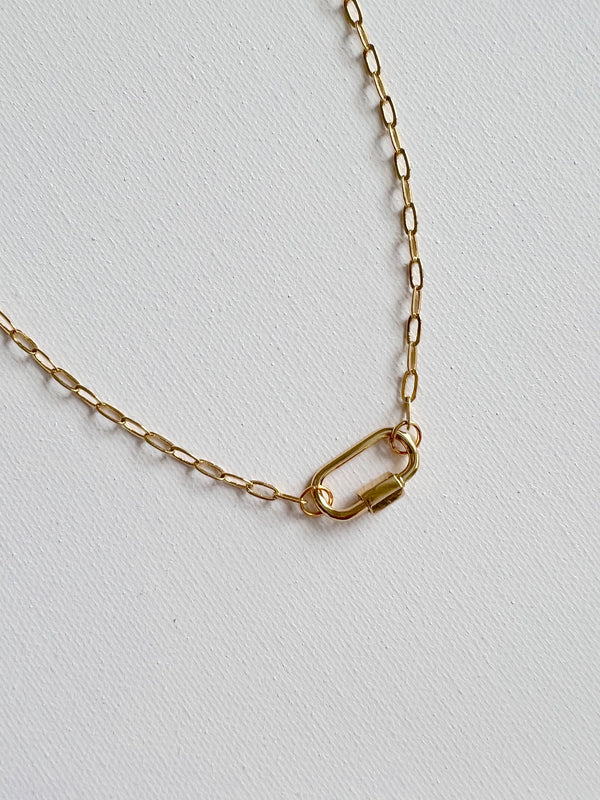 Gold Lock Chain Charm Necklace