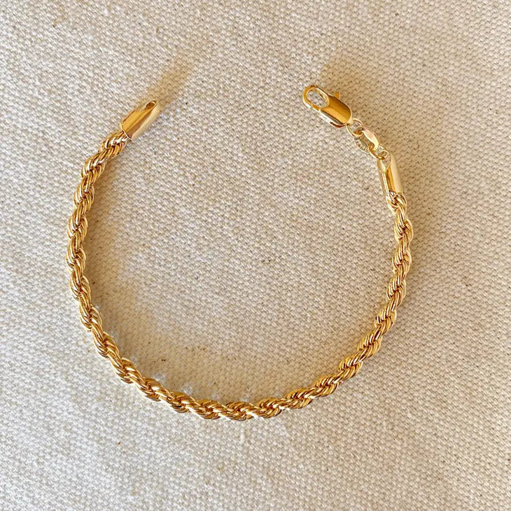 18k Gold Filled 4mm Rope Bracelet
