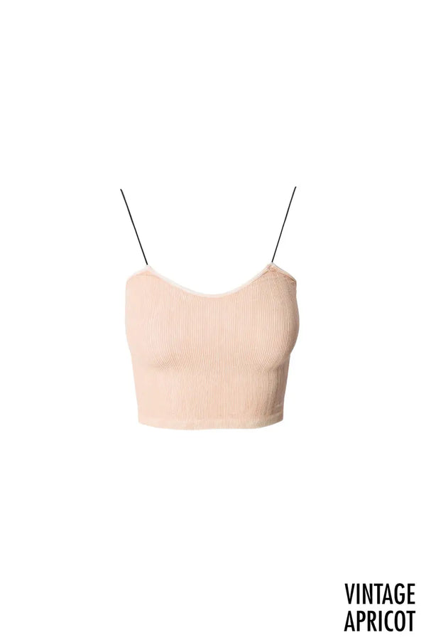 Vintage Ribbed Crop Top Apricot