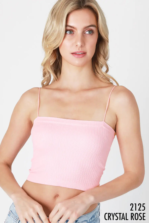 Ribbed Cropped Cami Crystal Rose
